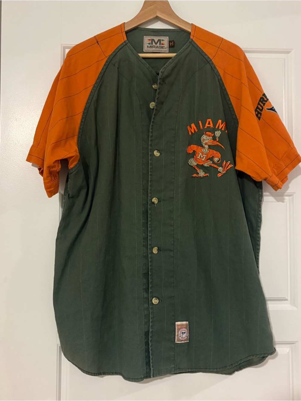 Vintage 90s Miami Hurricanes Rare Mirage Baseball Jersey Size L NCAA